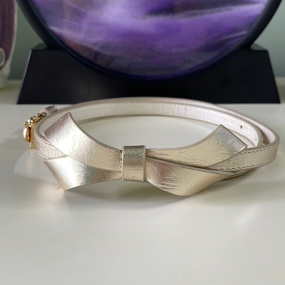 Lilly Pulitzer gold leather bow belt